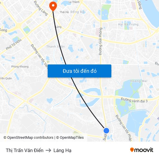 Thị Trấn Văn Điển to Láng Hạ map