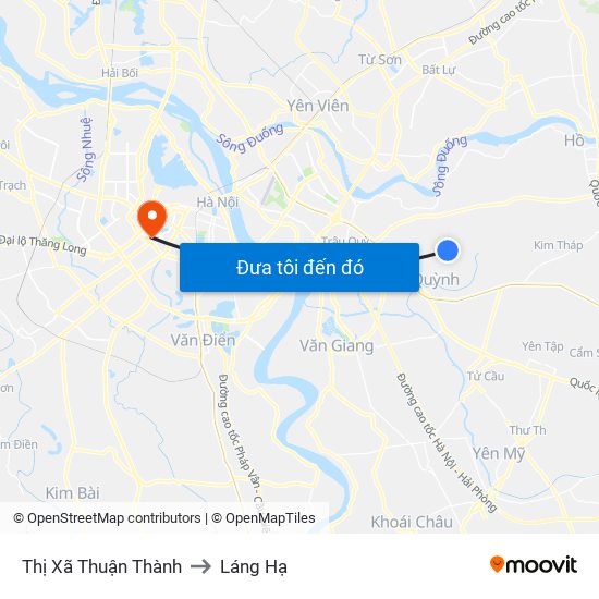 Thị Xã Thuận Thành to Láng Hạ map