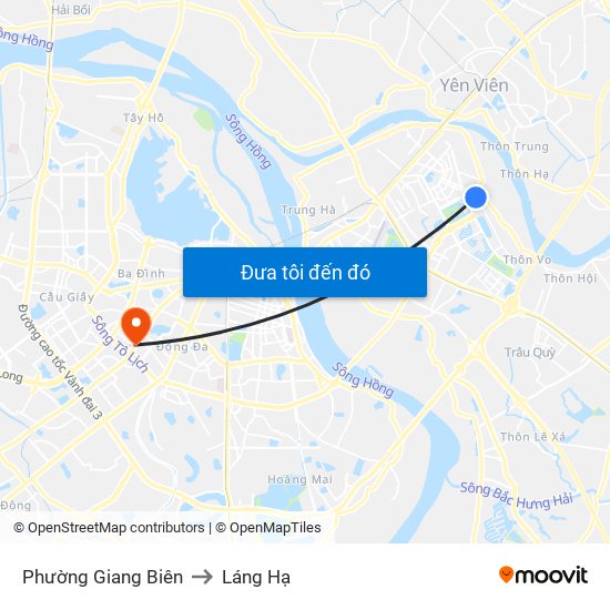 Phường Giang Biên to Láng Hạ map