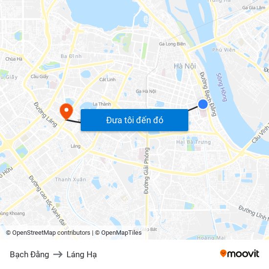 Bạch Đằng to Láng Hạ map