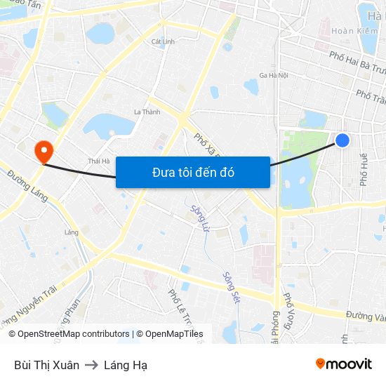 Bùi Thị Xuân to Láng Hạ map