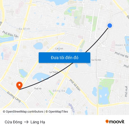 Cửa Đông to Láng Hạ map