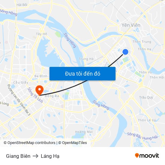 Giang Biên to Láng Hạ map