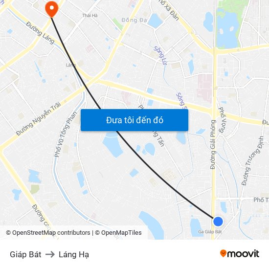 Giáp Bát to Láng Hạ map