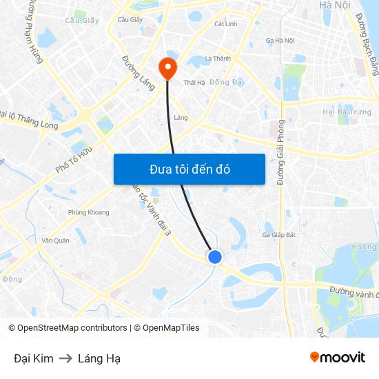 Đại Kim to Láng Hạ map