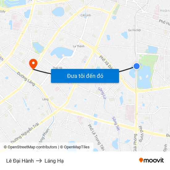 Lê Đại Hành to Láng Hạ map