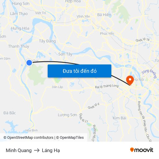 Minh Quang to Láng Hạ map