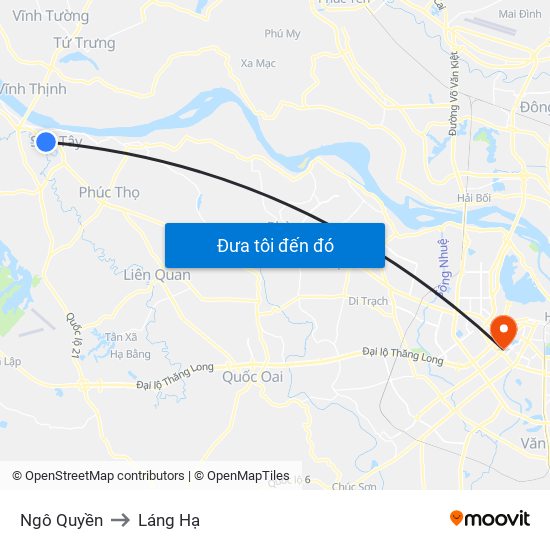 Ngô Quyền to Láng Hạ map