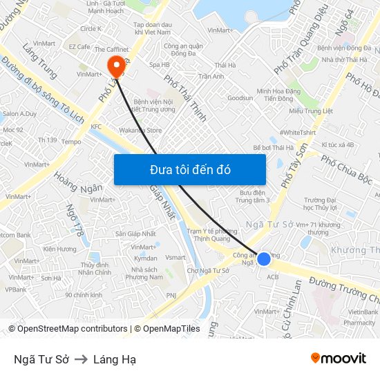 Ngã Tư Sở to Láng Hạ map