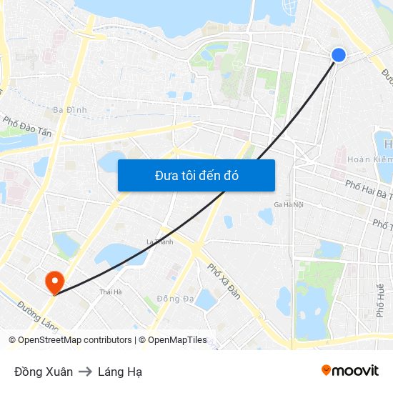 Đồng Xuân to Láng Hạ map