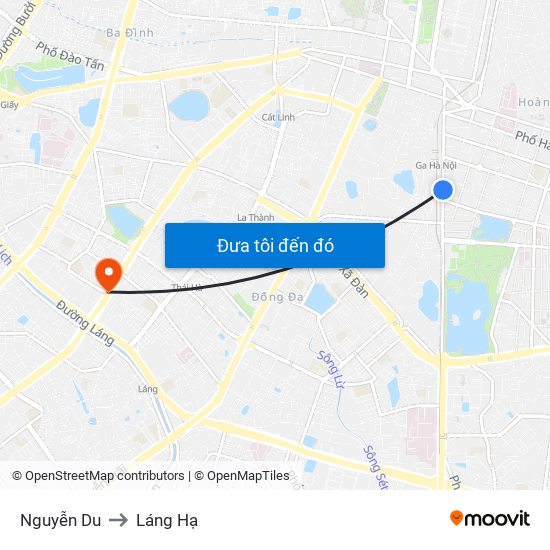 Nguyễn Du to Láng Hạ map