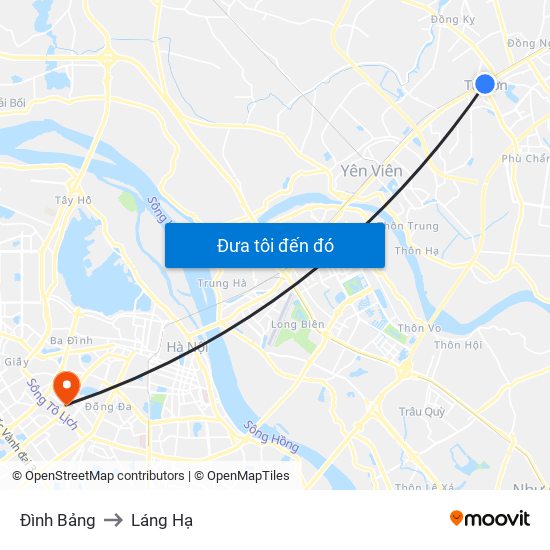 Đình Bảng to Láng Hạ map