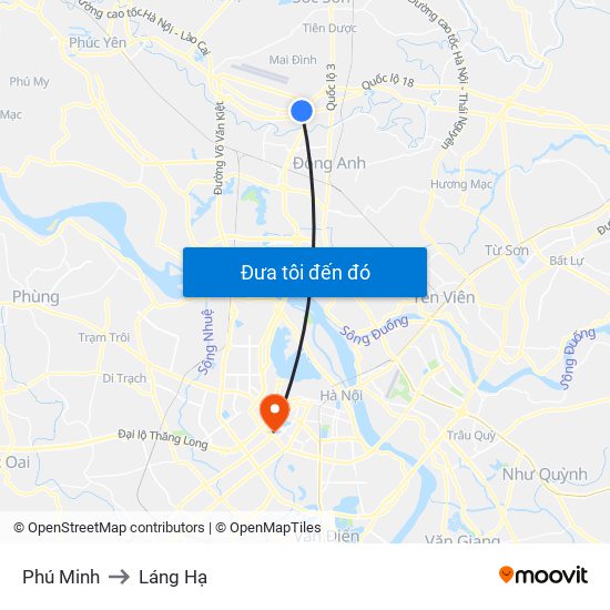 Phú Minh to Láng Hạ map