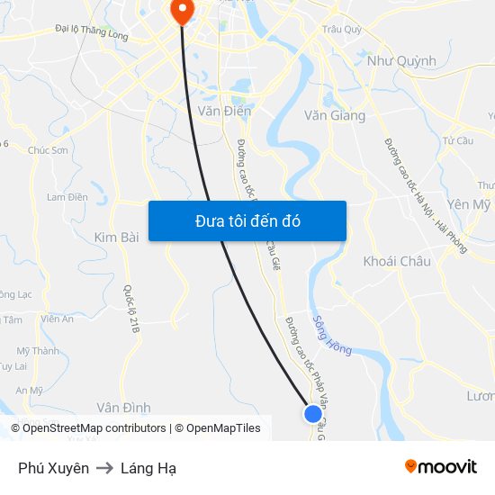 Phú Xuyên to Láng Hạ map