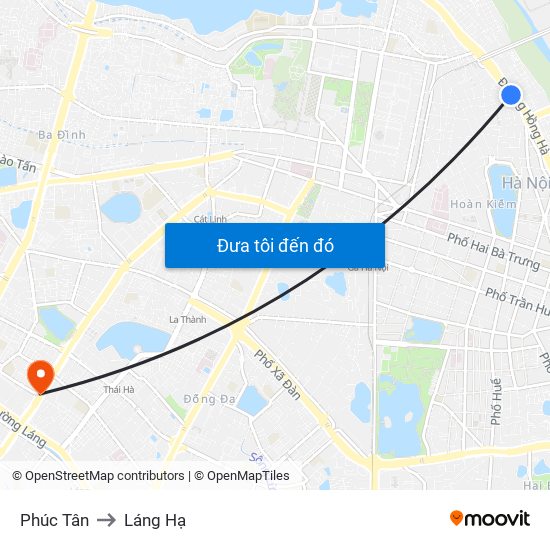 Phúc Tân to Láng Hạ map