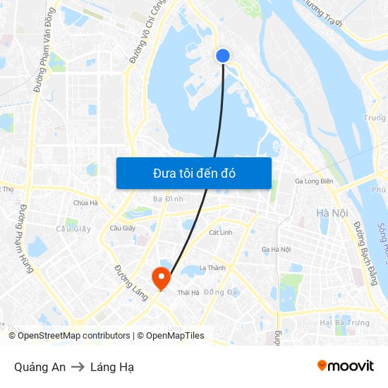 Quảng An to Láng Hạ map
