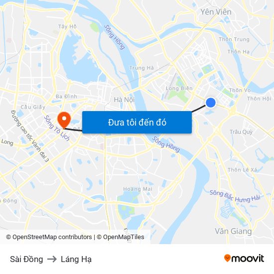 Sài Đồng to Láng Hạ map