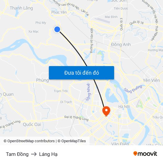 Tam Đồng to Láng Hạ map