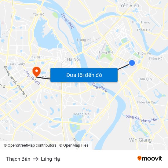 Thạch Bàn to Láng Hạ map