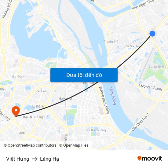 Việt Hưng to Láng Hạ map