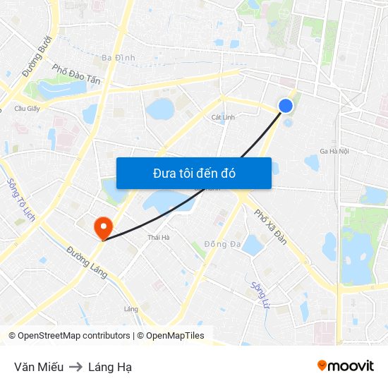 Văn Miếu to Láng Hạ map