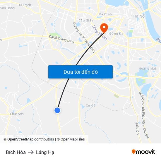 Bích Hòa to Láng Hạ map