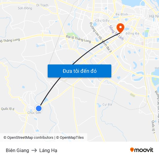 Biên Giang to Láng Hạ map