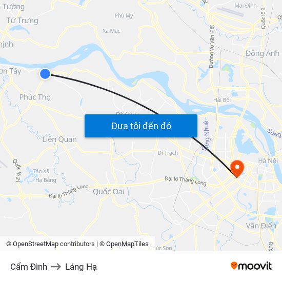 Cẩm Đình to Láng Hạ map