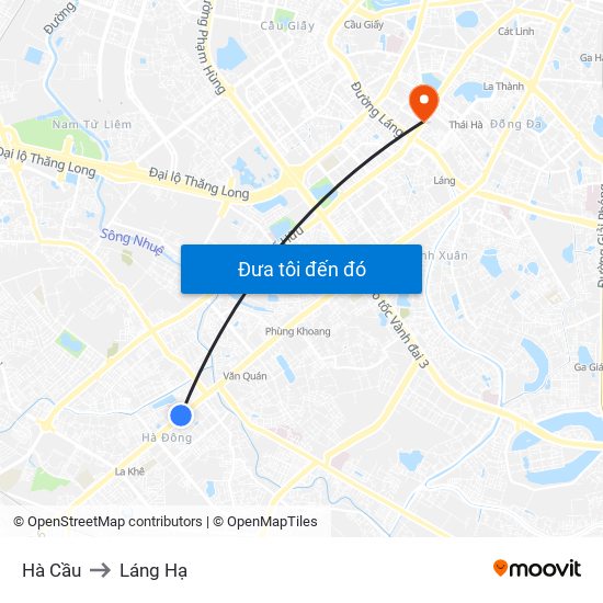 Hà Cầu to Láng Hạ map