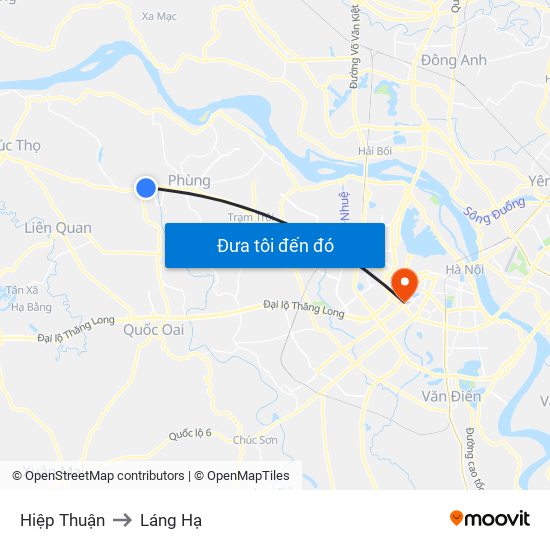 Hiệp Thuận to Láng Hạ map