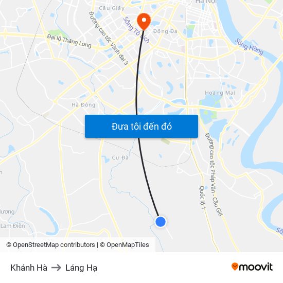 Khánh Hà to Láng Hạ map