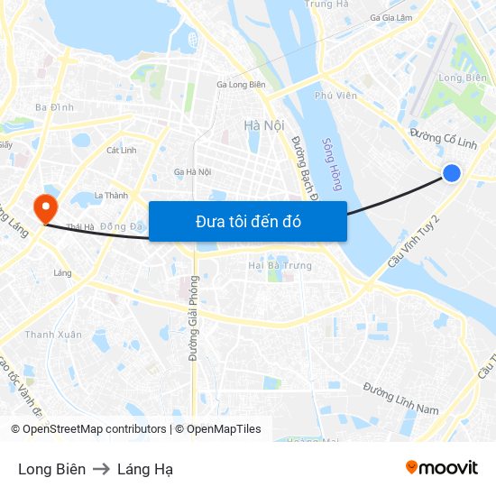 Long Biên to Láng Hạ map