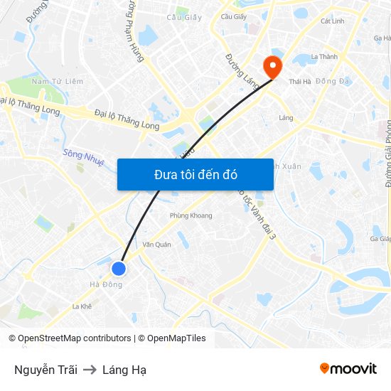 Nguyễn Trãi to Láng Hạ map