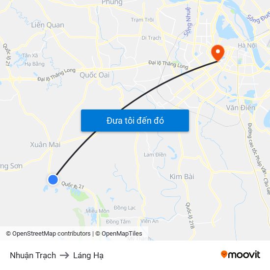 Nhuận Trạch to Láng Hạ map