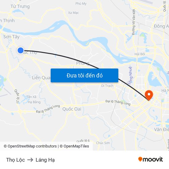 Thọ Lộc to Láng Hạ map