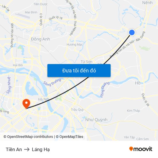 Tiền An to Láng Hạ map