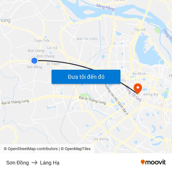 Sơn Đồng to Láng Hạ map
