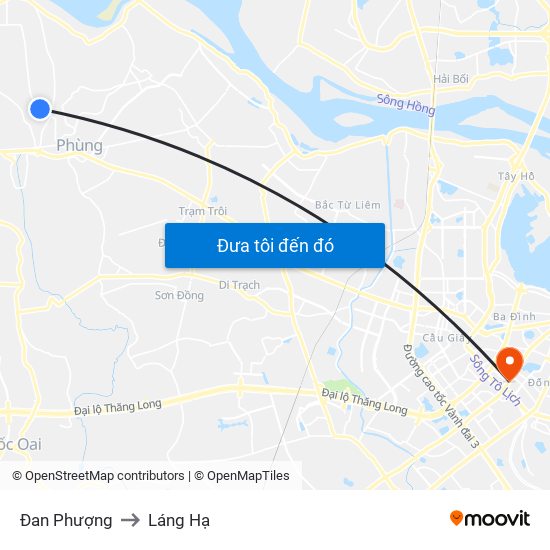 Đan Phượng to Láng Hạ map