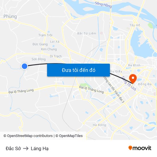 Đắc Sở to Láng Hạ map