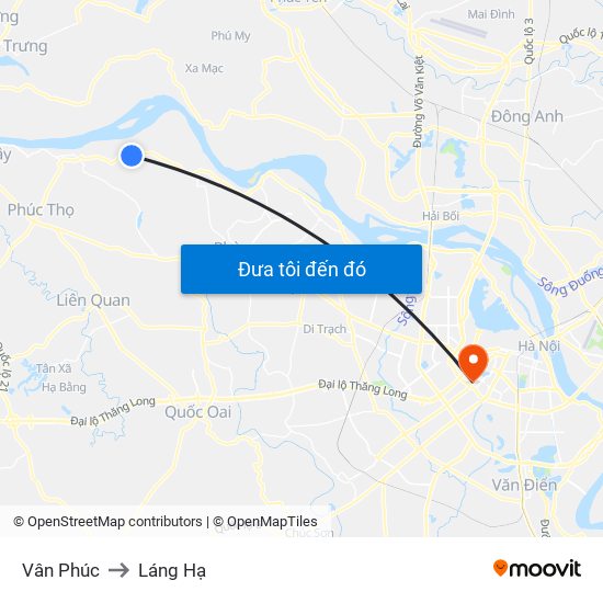 Vân Phúc to Láng Hạ map