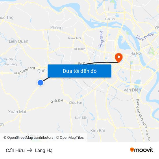 Cấn Hữu to Láng Hạ map