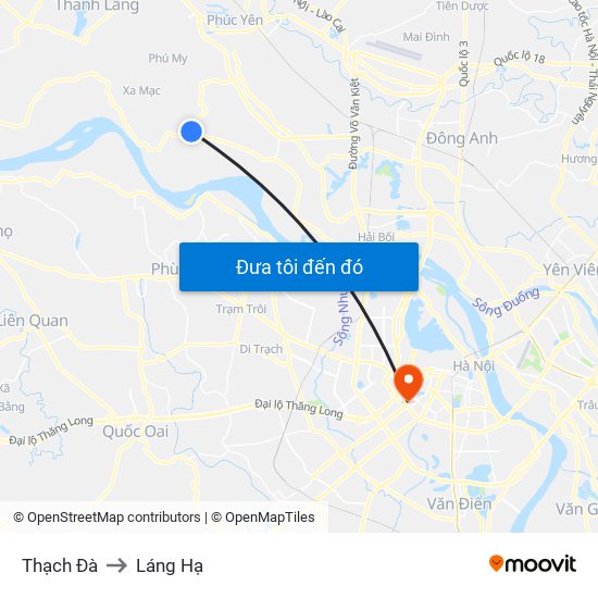 Thạch Đà to Láng Hạ map
