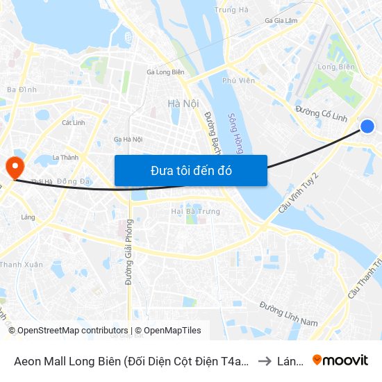 Aeon Mall Long Biên (Đối Diện Cột Điện T4a/2a-B Đường Cổ Linh) to Láng Hạ map