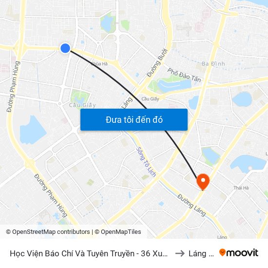 Học Viện Báo Chí Và Tuyên Truyền - 36 Xuân Thủy to Láng Hạ map