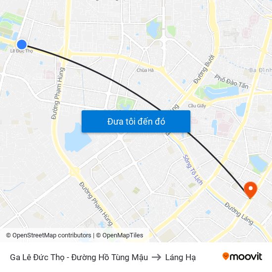 Ga Lê Đức Thọ - Đường Hồ Tùng Mậu to Láng Hạ map