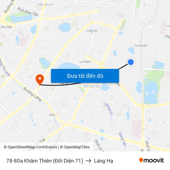 78-80a Khâm Thiên (Đối Diện 71) to Láng Hạ map