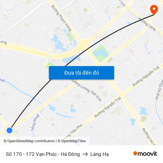 Số 170 - 172 Vạn Phúc - Hà Đông to Láng Hạ map