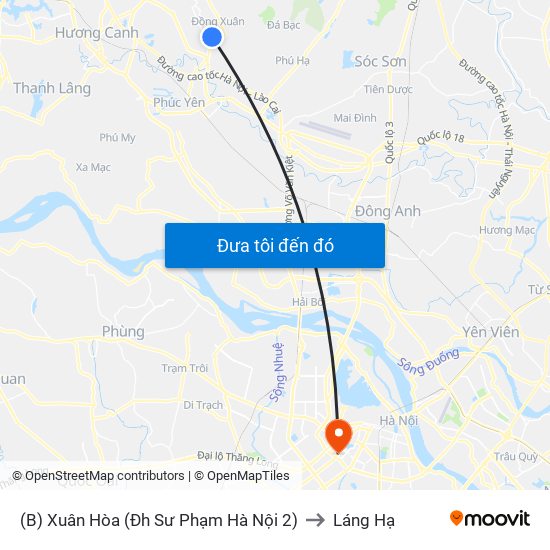 (B) Xuân Hòa (Đh Sư Phạm Hà Nội 2) to Láng Hạ map