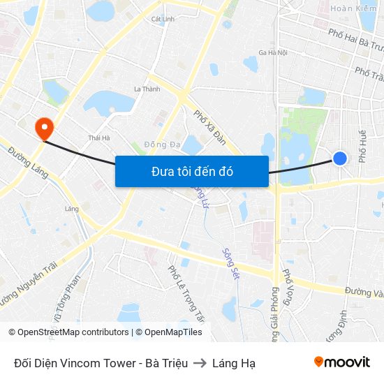 Đối Diện Vincom Tower - Bà Triệu to Láng Hạ map