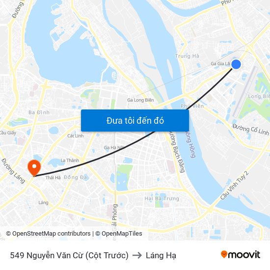 549 Nguyễn Văn Cừ (Cột Trước) to Láng Hạ map